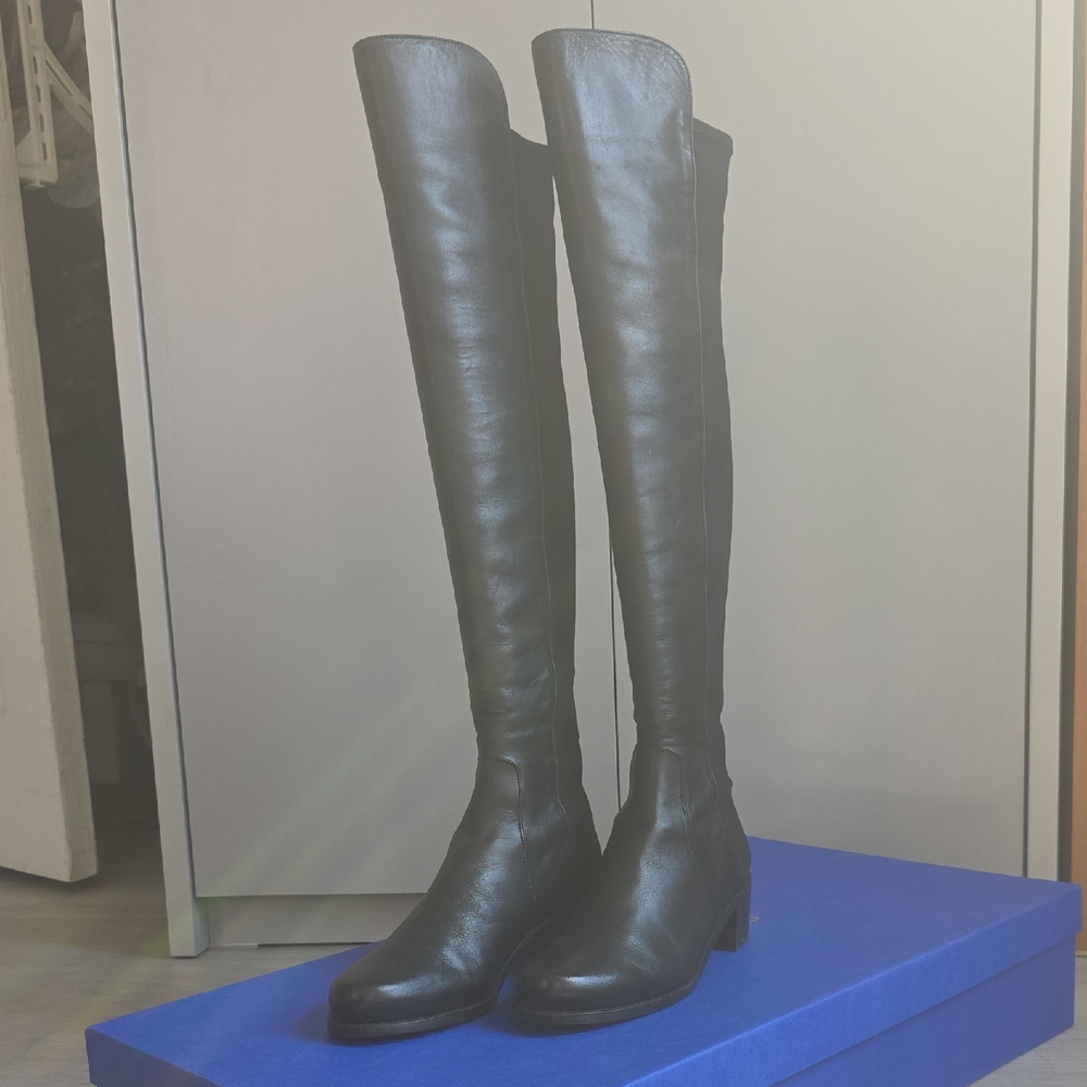 Stewart Weitzman 5050 Reserve Black Over-the-Knee Leather Boots 8